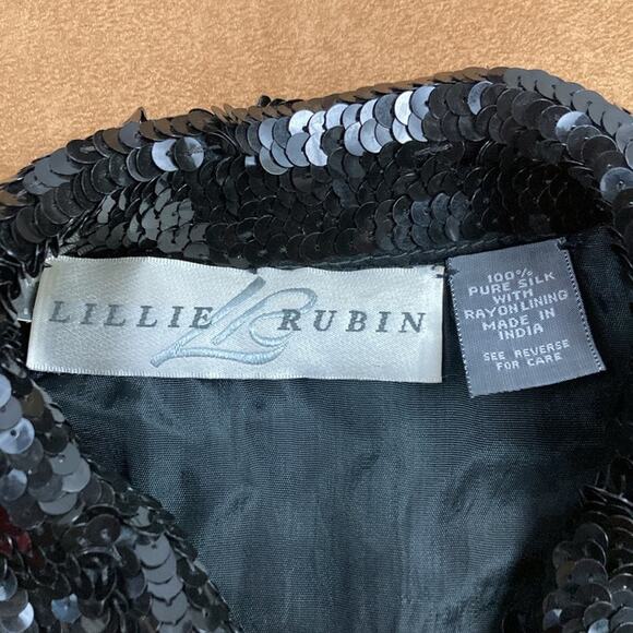 10-12 Vintage Lillie Rubin Sequined Beaded  All over the world Jacket - Picture 8 of 12